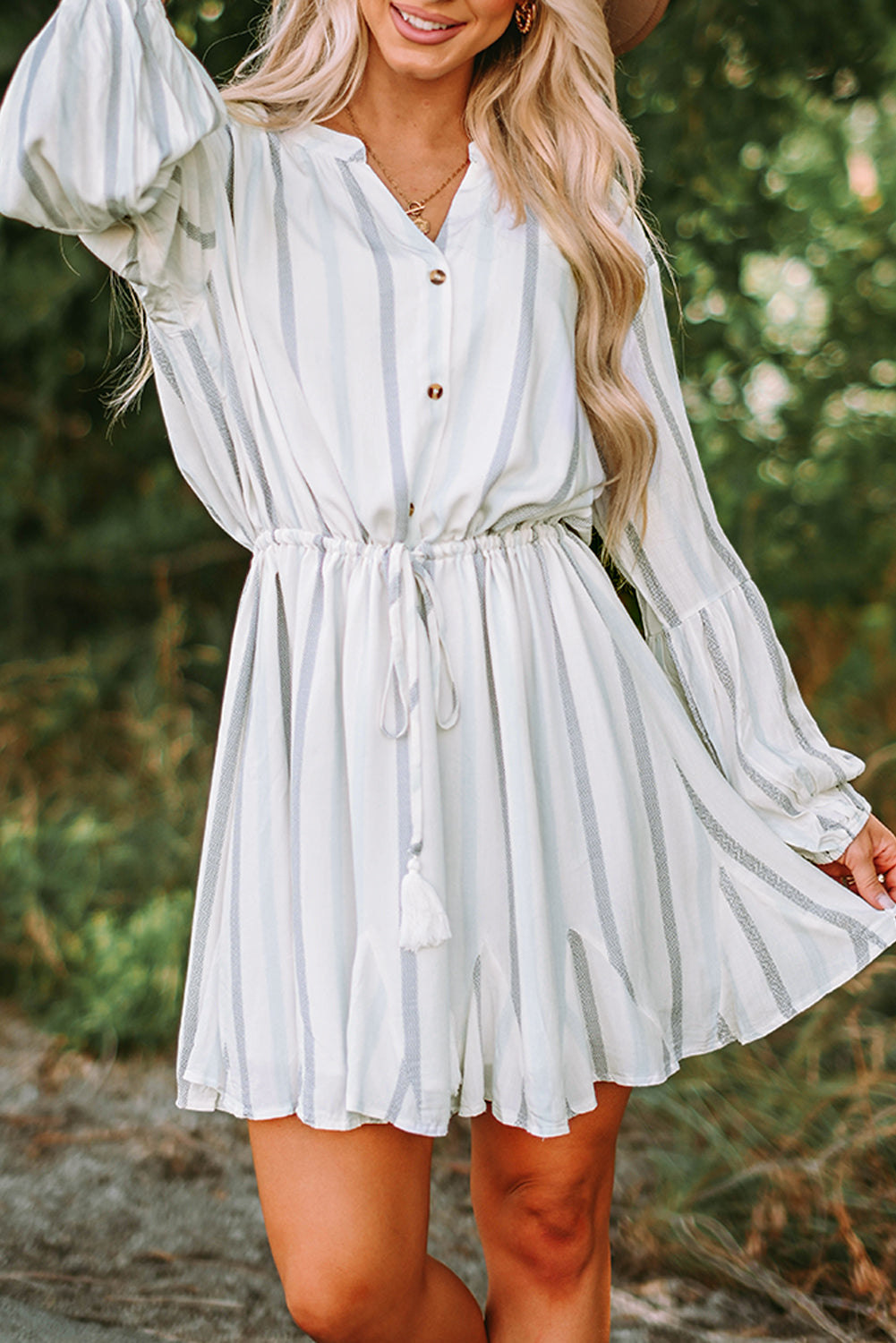 Striped Long Sleeve Mini Dress