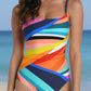 Tropical Print Ruched One Piece Swimsuit