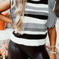 Plus Size Mixed Striped Print Ruffled Sweater Vest