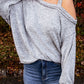 Asymmetric Dew Shoulder Long Sleeve Top