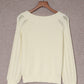 Plain Hollow-out Knit Long Sleeve Pullover Sweater