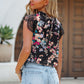 Dainty Floral Print Lace Sleeve Blouse