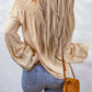 Apricot Lace Keyhole Crochet Shirred Off Shoulder Blouse