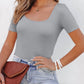 Square Neck Slim Fitted Casual Basic Top Blouses