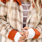 Orange Contrast Corduroy Plaid Shacket