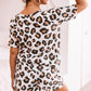 Leopard Print Buttoned Drawstring High Waist Lounge Set