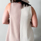 White Plus Size Colorblock V Neck Tank Top