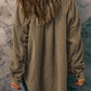 Gray Turn Down Collar Buttoned Shirt Jacket