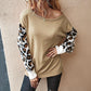 Autumn and winter fashion collision color stitching leopard sweater