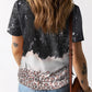Black Leopard Print Detail Bleached Tee