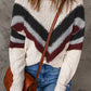 Chevron Striped Drop Shoulder Sweater