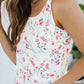 White Ruffle Straps Floral Rib Knit Tank Top