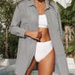 Gray Lightweight Shirt Style Beach Cover Up