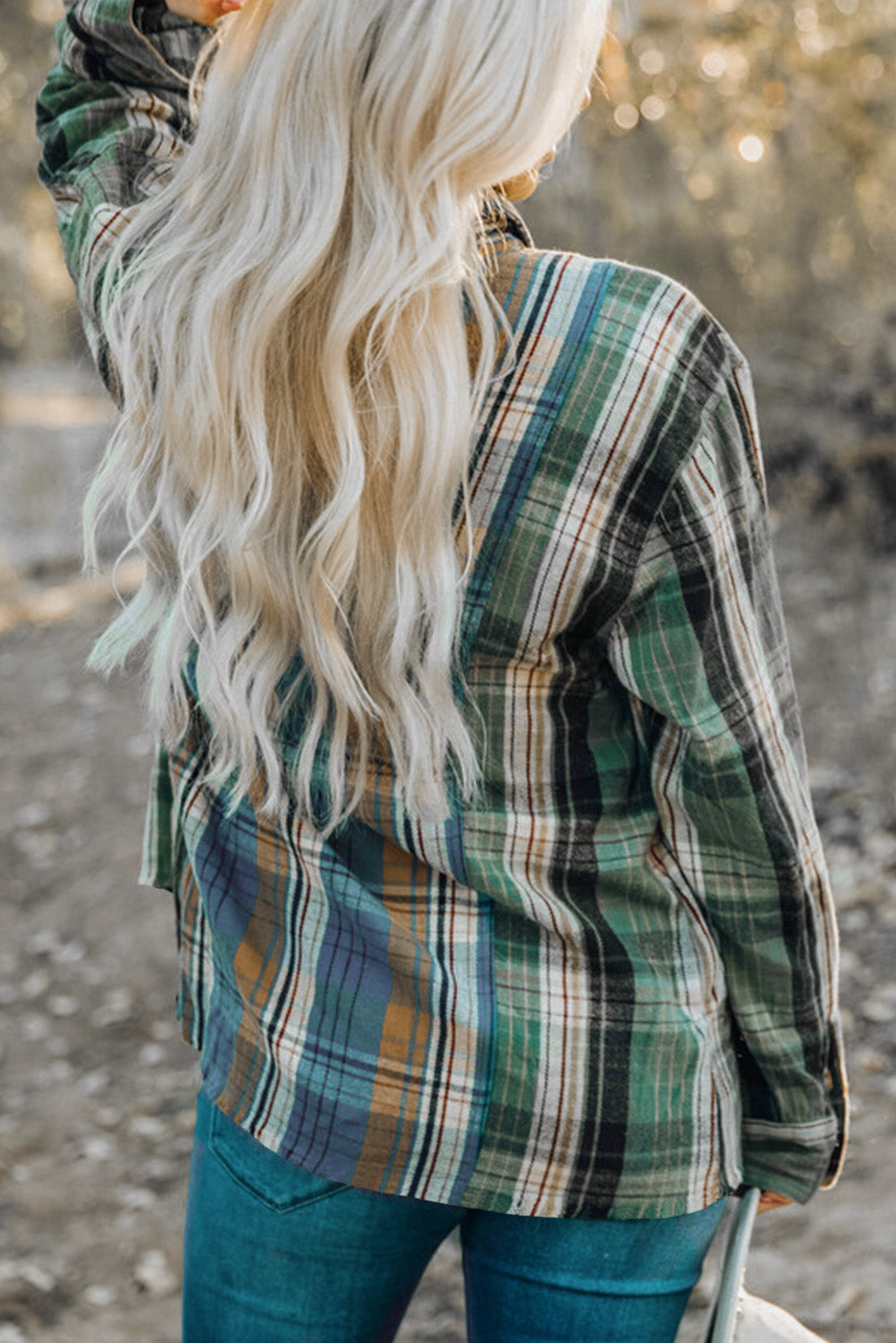 Chest Pockets Button Up Plaid Shacket