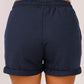 Tie Waist Side Pockets Cuffed Lounge Shorts