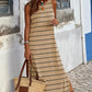 Stripe Print Open Back Sleeveless Maxi Dress with Slits