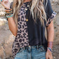 Half Leopard Patchwork Short Sleeves Top