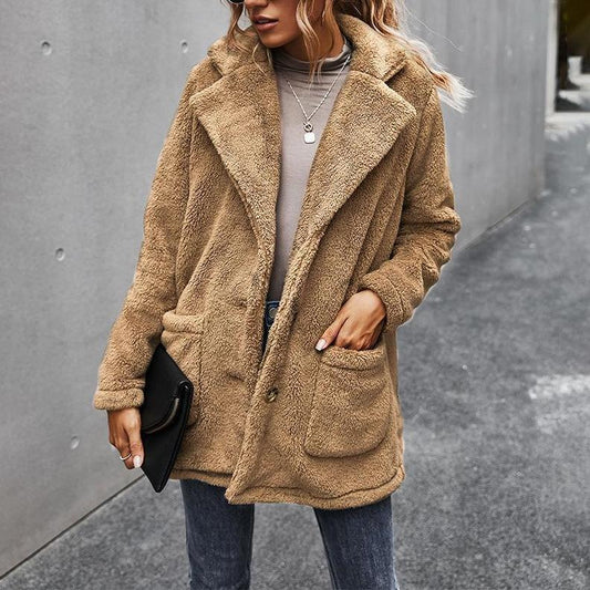 Winter thickened lapel plush jacket