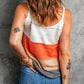 Adjustable Spaghetti Straps Colorblock Knit Tank Top