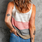 Adjustable Spaghetti Straps Colorblock Knit Tank Top