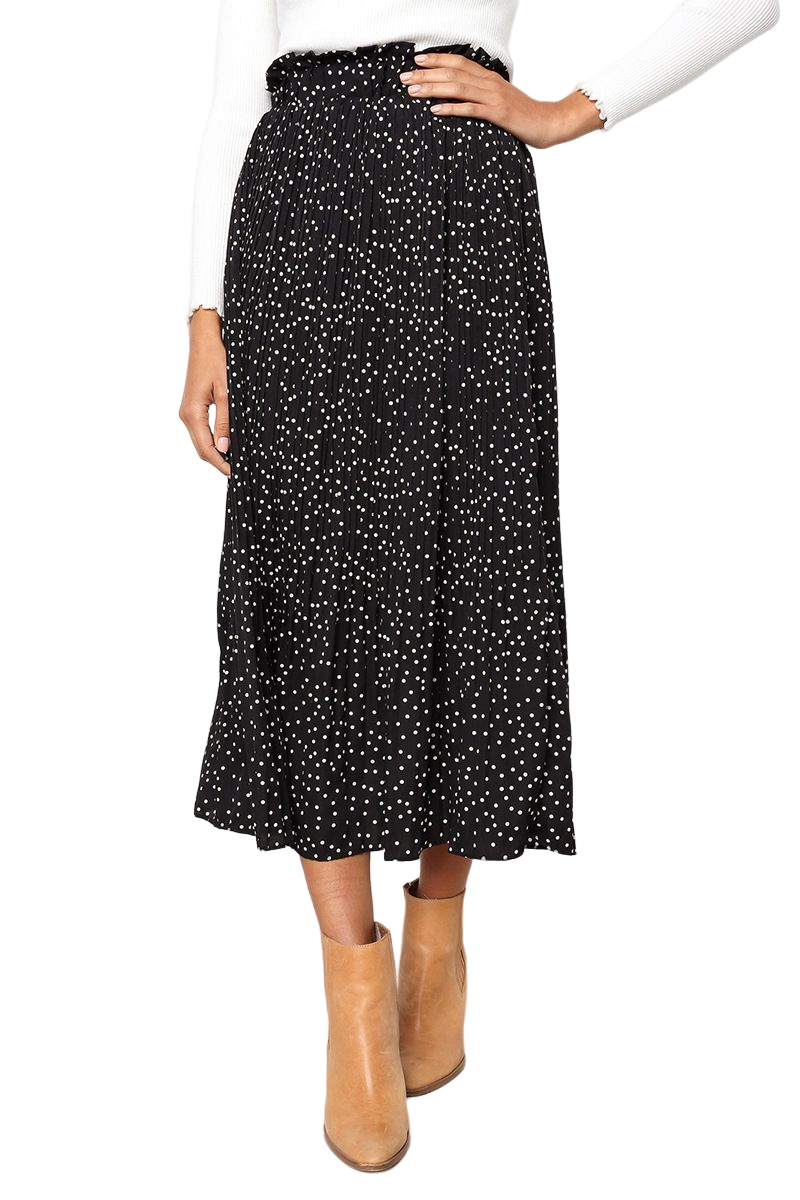 polka-dot pleated skirt