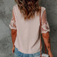 Floral Lace Sleeve Patchwork Top