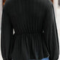 Pleated Ruffled V Neck Babydoll Top