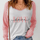 Pink Love Embroidered Sheer Patch Long Sleeve Top