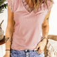 Lace Crochet Ribbed V Neck Tank Top