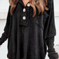 Waffle Knit Buttoned Long Sleeve Top