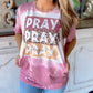 Purple PRAY Color Block Leopard Bleached Tee