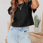 Black Ruffle Sleeve Cable Knit Top