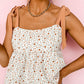 White Tied Shoulder Floral Print Babydoll Tank