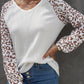 Leopard Raglan Sleeve Knitted V Neck Blouse