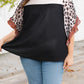 Black Waffle Knit Animal Print Ruffle Sleeves Plus Size Top