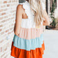White Frill Straps Color Block Tiered Tank Top