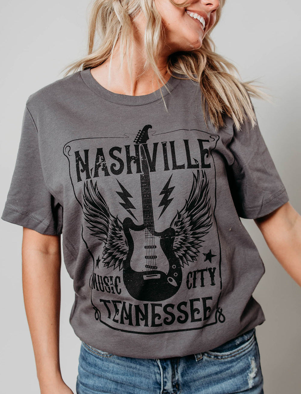 Gray NASHVILLE MUSIC CITY Graphic Tee