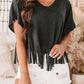 Fringe Hem V Neck T Shirt