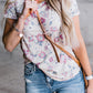 Apricot Floral Print Short Sleeve Top