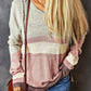 Color Block Knit Kangaroo Pocket Hooded Sweater