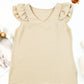 Khaki Ruffle Tiered Sleeve V Neck Tank Top