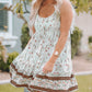 White Ruffled Neckline Floral Print Button Sundress
