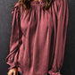 Red Frilled Neck Ruffled Long Sleeve Blouse