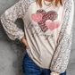 Khaki Love Always Heart Leopard Color Block Top