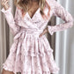 Floral Print Ruffle Hemline Wrap Mini Dress