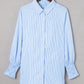 Smocked Cuffed Striped Boyfriend Shirt with Pocket