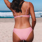 Pink Ruched Bikini Solid 2pcs Swimsuit