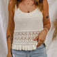 Beige Crochet Ruffled Hem Knitted Vest