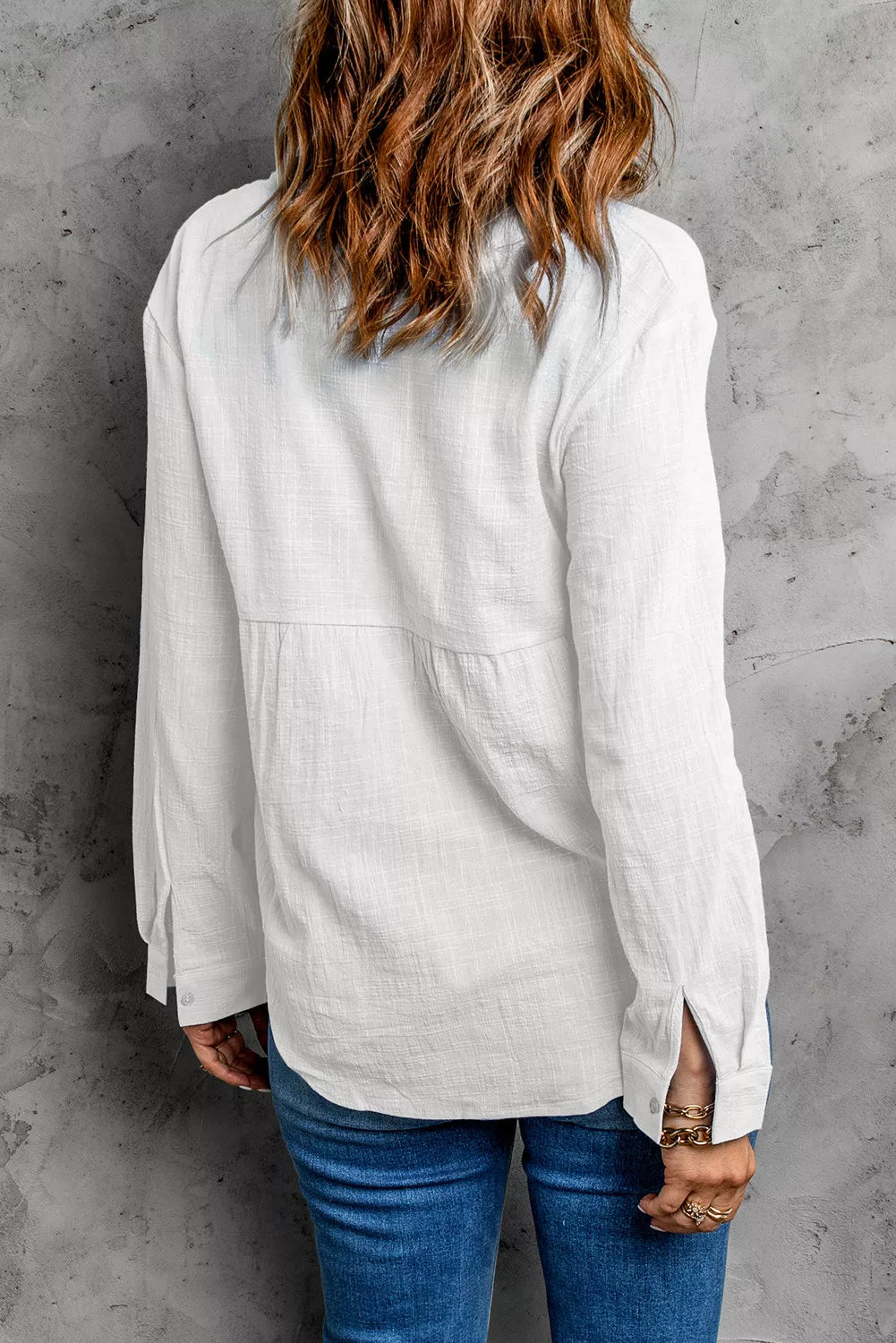 Textured Solid Color Basic Shirt