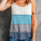 Adjustable Spaghetti Straps Colorblock Knit Tank Top